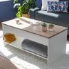 Table Basse Avec Plateau Relevable Blanche Et Bois HEDDA - HAPPY GARDEN