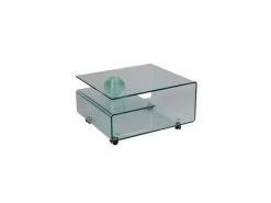 Table Basse Verre Sur Roulettes - CLEAN
