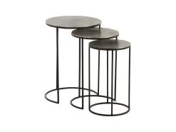 Trio De Tables Gigognes Métal Noir/Gris - BROOKLAND
