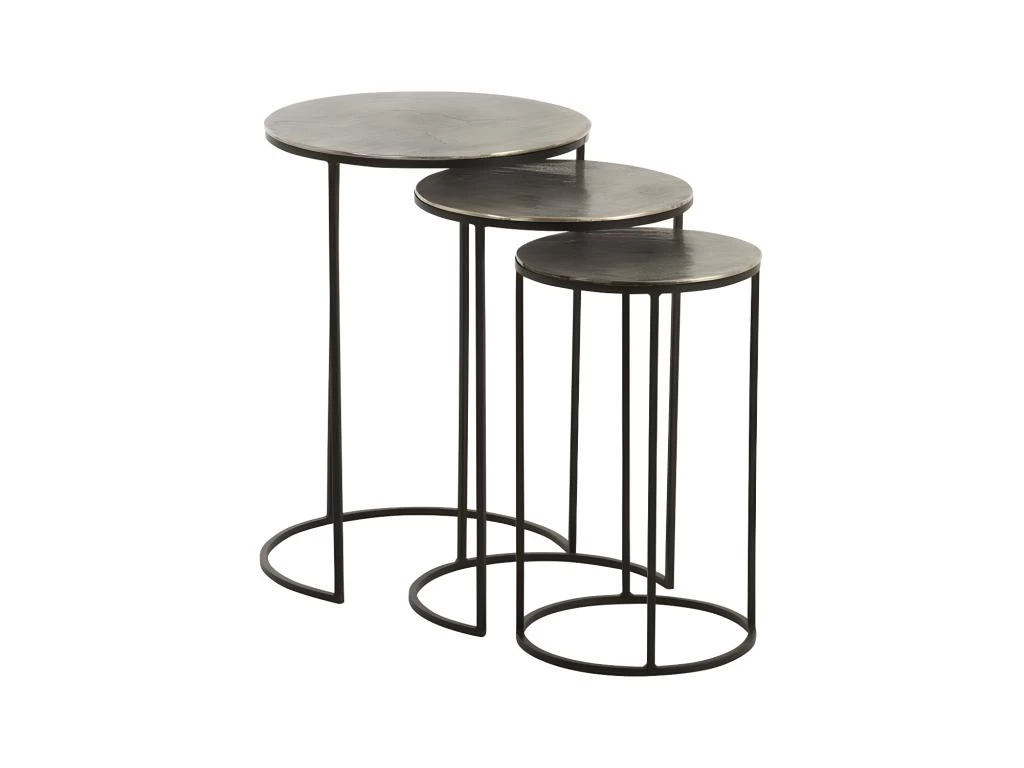 Trio De Tables Gigognes Métal Noir/Gris - BROOKLAND 3 Trio De Tables Gigognes Métal Noir/Gris - BROOKLAND