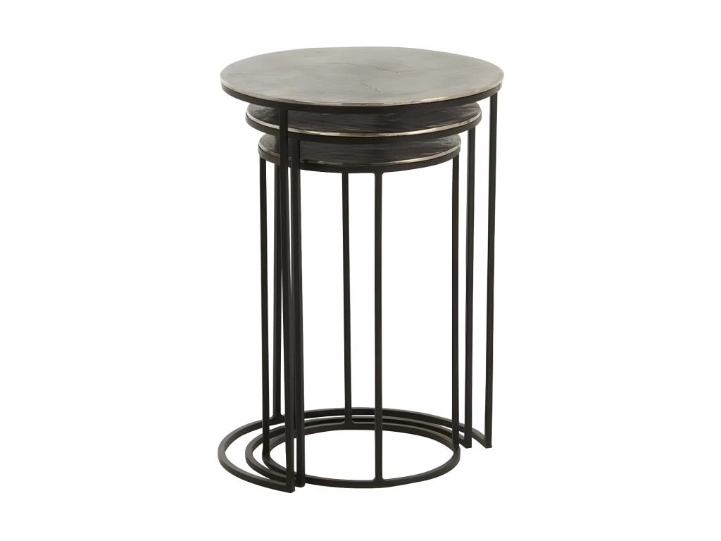 Trio De Tables Gigognes Métal Noir/Gris - BROOKLAND 4 Trio De Tables Gigognes Métal Noir/Gris - BROOKLAND – Image 2