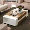 Table Basse Avec 2 Niches - Naturel Et Blanc - BASENA II 2 Table Basse Avec 2 Niches - Naturel Et Blanc - BASENA II -Vous savez quand c'est un magasin de meubles. table basse 11167773