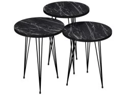 Set De 3 Tables D'appoint Ry Rondes Gigognes Marbre Noir [en.casa] -Vous savez quand c'est un magasin de meubles. table basse 12291915