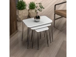 Set De 3 Tables D'appoint Rudkøbing Rectangulaires Gigognes Blanc Noir [en.casa]