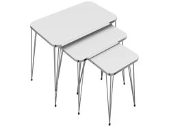 Set De 3 Tables D'appoint Rudkøbing Rectangulaires Gigognes Blanc Argent [en.casa] -Vous savez quand c'est un magasin de meubles. table basse 12291985