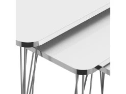 Set De 3 Tables D'appoint Rudkøbing Rectangulaires Gigognes Blanc Argent [en.casa] -Vous savez quand c'est un magasin de meubles. table basse 12291987