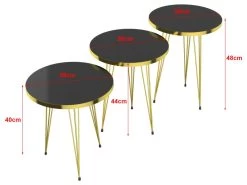 Set De 3 Tables D'appoint Skibby Rondes Gigognes Noir Or [en.casa] -Vous savez quand c'est un magasin de meubles. table basse 12292361