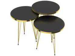 Set De 3 Tables D'appoint Skibby Rondes Gigognes Noir Or [en.casa] -Vous savez quand c'est un magasin de meubles. table basse 12292363