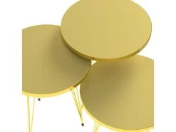 Set De 3 Tables D'appoint Skibby Rondes Gigognes Or [en.casa] -Vous savez quand c'est un magasin de meubles. table basse 12292385