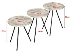 Set De 3 Tables D'appoint Ølgod Rondes Gigognes Marbre Blanc Noir [en.casa] -Vous savez quand c'est un magasin de meubles. table basse 12292411