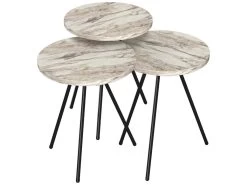 Set De 3 Tables D'appoint Ølgod Rondes Gigognes Marbre Blanc Noir [en.casa] -Vous savez quand c'est un magasin de meubles. table basse 12292413