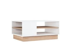 Tables Basses Sena Avec Rangement En Bois En Couleur Chêne Blanc. 90x41x60cm