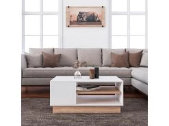 Tables Basses Sena Avec Rangement En Bois En Couleur Chêne Blanc. 90x41x60cm -Vous savez quand c'est un magasin de meubles. table basse 12358581