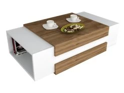 Table D’appoint Sena Design Panneau De Particules Plaqué Mélaminé Nn Couleur Blanc Bois. 110x31x57 Cmcm