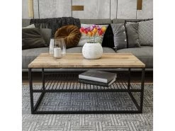 Tables Basses Mississipi Dotée De Pieds Métalliquesen Couleur Pin Atlantique Noir. 95x43x55cm -Vous savez quand c'est un magasin de meubles. table basse 12358775