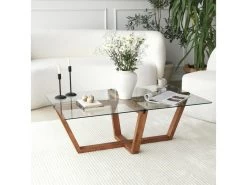 Tables Basses Rhin Design En Verre Trempé En Couleur Nogal. 105x35x65cm -Vous savez quand c'est un magasin de meubles. table basse 12359027