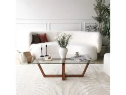 Tables Basses Rhin Design En Verre Trempé En Couleur Nogal. 105x35x65cm -Vous savez quand c'est un magasin de meubles. table basse 12359029