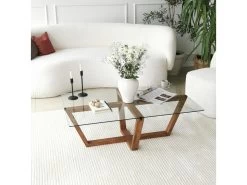 Tables Basses Rhin Design En Verre Trempé En Couleur Nogal. 105x35x65cm -Vous savez quand c'est un magasin de meubles. table basse 12359031