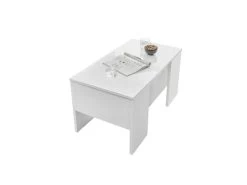 Table Basse Relevable Blanc Laqué Brillant - TINO
