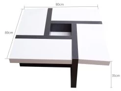 Table Basse Carre Bois Noir Blanc Design Contemporain 35x80x80 -Vous savez quand c'est un magasin de meubles. table basse 12611199