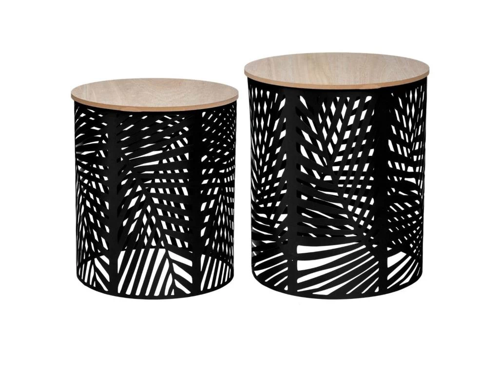 Lot De 2 Tables Basses Noires D'appoint Dimensions : 35x35x40 Cm 3 Lot De 2 Tables Basses Noires D'appoint Dimensions : 35x35x40 Cm