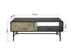 Table Basse 1 Tiroir - Bois Et Metal Noir - L 110 X P 60 X H 42 - BROOKLYN -Vous savez quand c'est un magasin de meubles. table basse 13011631