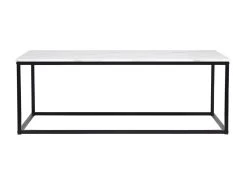 Table Basse Rectangulaire - Decors Marbre Pietement Metal Noir - L 120 X L 60 X H 43 Cm - MABLE