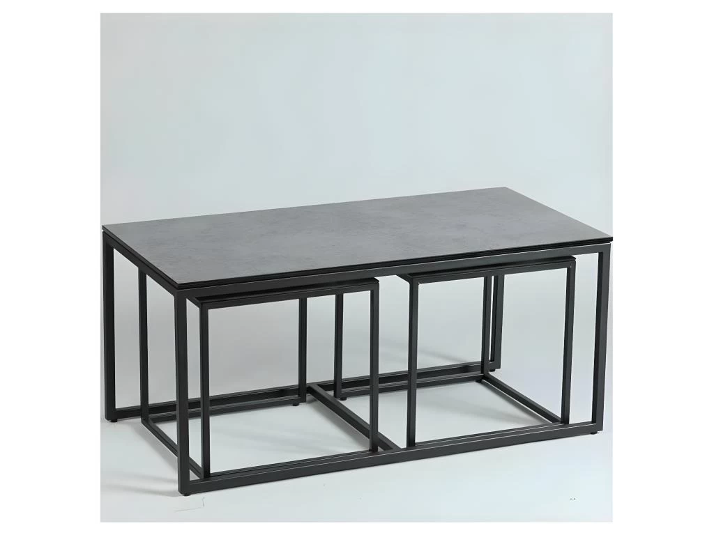 Tables Basses Gigognes Acier/Céramique Anthracite Mat - JANIE 4 Tables Basses Gigognes Acier/Céramique Anthracite Mat - JANIE – Image 2