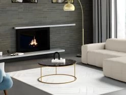 Table Basse ORNEA - Marbre Noir Et Métal Doré