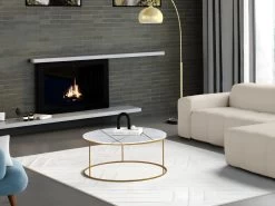 Table Basse ORNEA - Marbre Blanc Et Métal Doré