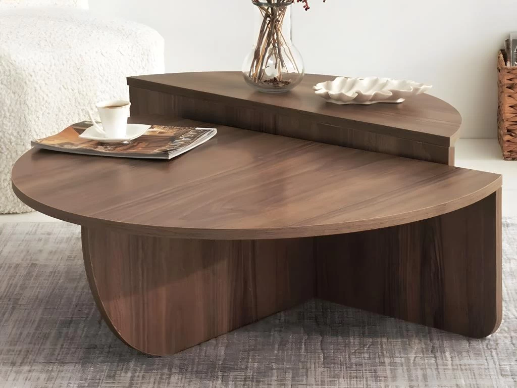 Lot De 2 Tables Basses - Coloris : Naturel - ALOEVA 4 Lot De 2 Tables Basses - Coloris : Naturel - ALOEVA – Image 2