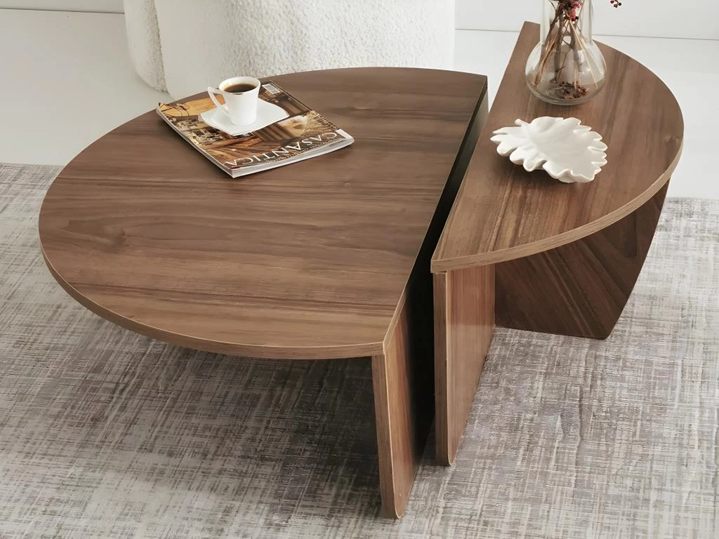 Lot De 2 Tables Basses - Coloris : Naturel - ALOEVA 5 Lot De 2 Tables Basses - Coloris : Naturel - ALOEVA – Image 3