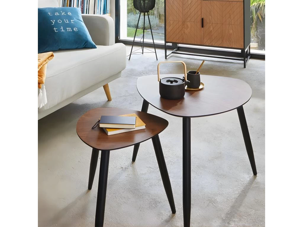 Lot De 2 Tables à Café Gigognes En Bois Foncé 7 Lot De 2 Tables à Café Gigognes En Bois Foncé – Image 5