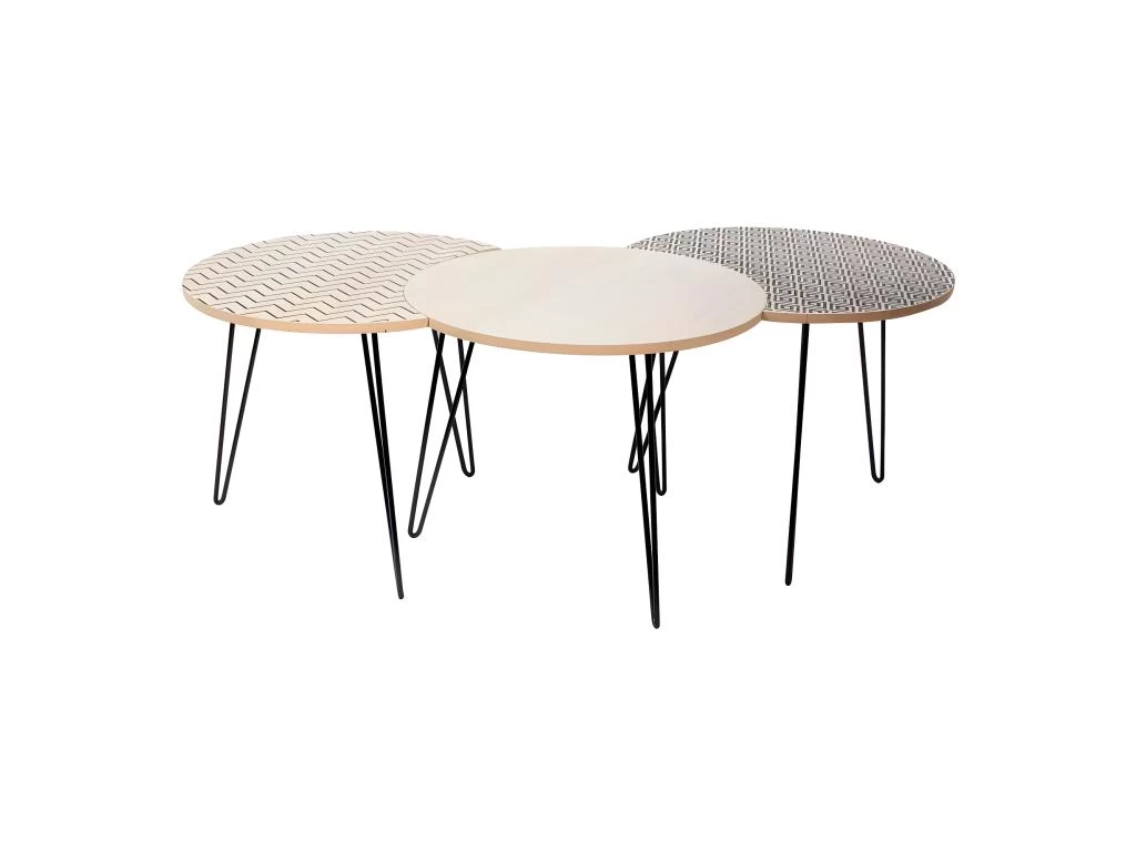 Table Gigogne Pieds Fils (Lot De 3) 3 Table Gigogne Pieds Fils (Lot De 3)