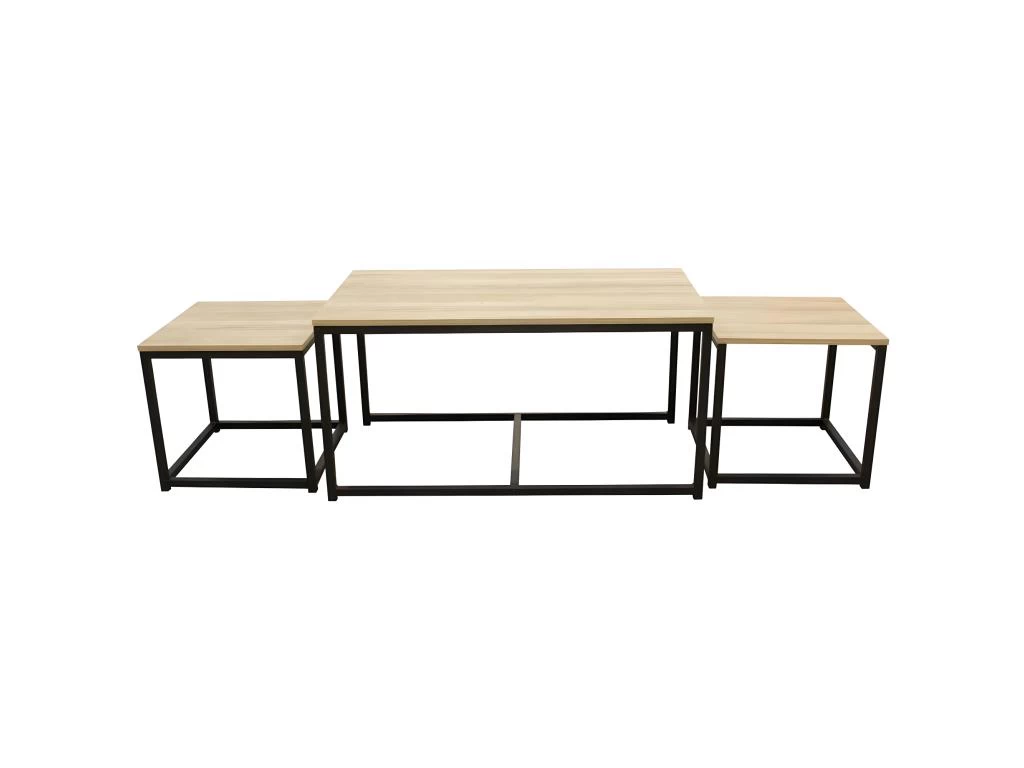 Tables Gigognes En Bois Et Métal Seattle (Lot De 3) 3 Tables Gigognes En Bois Et Métal Seattle (Lot De 3)