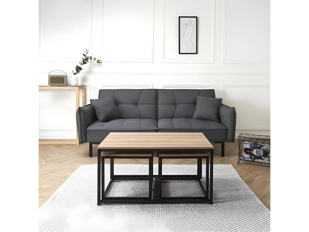 Tables Gigognes En Bois Et Métal Seattle (Lot De 3) 7 Tables Gigognes En Bois Et Métal Seattle (Lot De 3) – Image 5