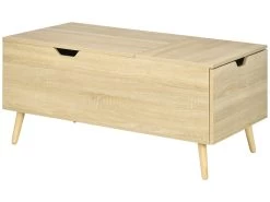 Table Basse Relevable Design Scandinave - Tiroir, Coffre Interne - Acier Piètement Bois Pin Panneaux Aspect Chêne Clair -Vous savez quand c'est un magasin de meubles. table basse 13532219