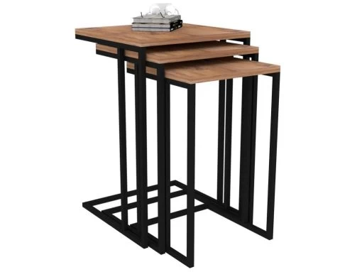 Table Gigogne, 100 % Aggloméré Plaqué Mélamine, Couleur Atlantique Noir 40x61.8x40 -Vous savez quand c'est un magasin de meubles. table basse 13678625