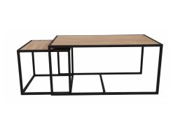 Ensemble De Tables D'appoint, 100 % Aggloméré Plaqué Mélamine, Couleur Chêne Noir 104x50x50 -Vous savez quand c'est un magasin de meubles. table basse 13678647
