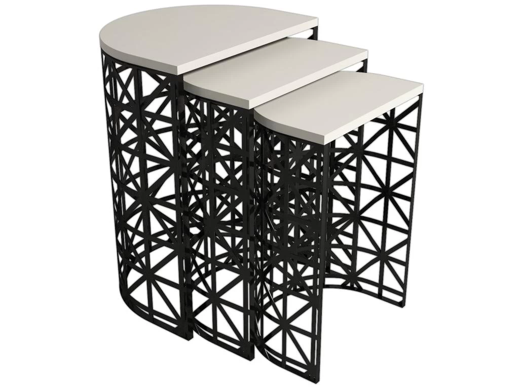 Table Gigogne, 100 % Aggloméré Plaqué Mélamine, Couleur Crème Noir 46x62x33 3 Table Gigogne, 100 % Aggloméré Plaqué Mélamine, Couleur Crème Noir 46x62x33