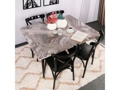 Table De Salle à Manger Amazonas Carrée Avec Pieds En Métal En Couleur Noir