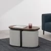 Table Basse + 2 Poufs En Tissu - Naturel Et Gris - ADAR -Vous savez quand c'est un magasin de meubles. table basse 14275303