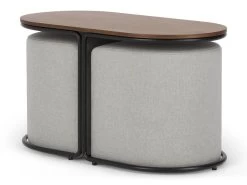 Table Basse + 2 Poufs En Tissu - Naturel Et Gris - ADAR 14 Table Basse + 2 Poufs En Tissu - Naturel Et Gris - ADAR -Vous savez quand c'est un magasin de meubles. table basse 14275363