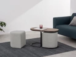 Table Basse + 2 Poufs En Tissu - Naturel Et Gris - ADAR 12 Table Basse + 2 Poufs En Tissu - Naturel Et Gris - ADAR -Vous savez quand c'est un magasin de meubles. table basse 14275383