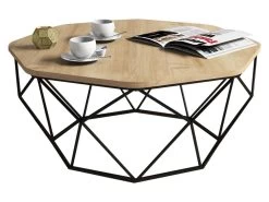 Table D’appoint Ganges Design Panneau De Particules Plaqué Mélaminé En Couleur Chêne, 90x38x90