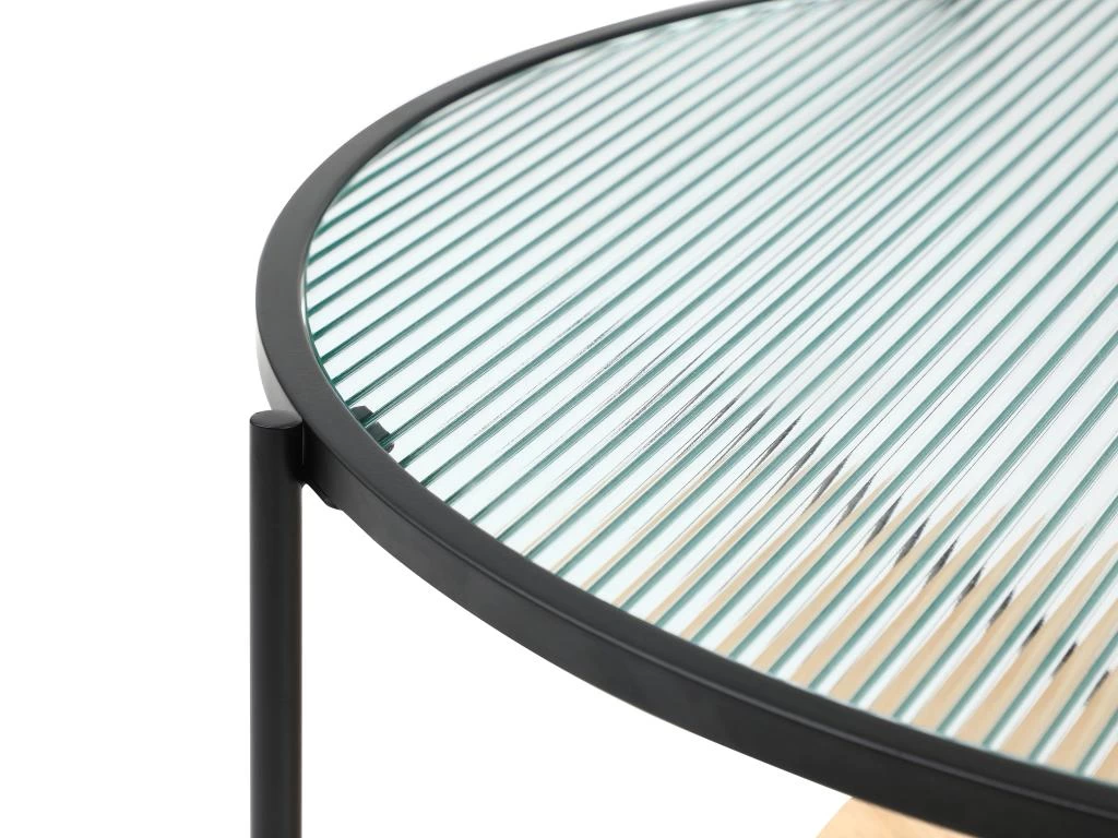 Table Basse Avec 1 étagère - Verre, Bois D'hévéa Et Métal - Naturel Et Noir - MUNITA 7 Table Basse Avec 1 étagère - Verre, Bois D'hévéa Et Métal - Naturel Et Noir - MUNITA – Image 5