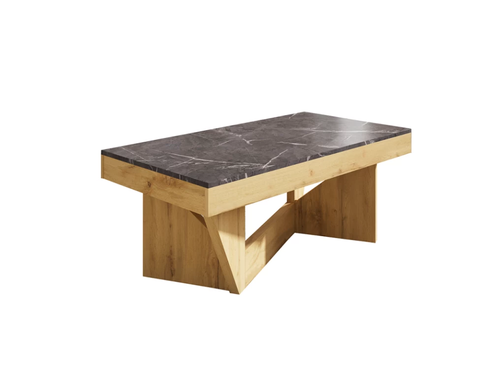 Table Basse Relevable Chêne Blond/Marbre Gris - POPLO 5 Table Basse Relevable Chêne Blond/Marbre Gris - POPLO – Image 3