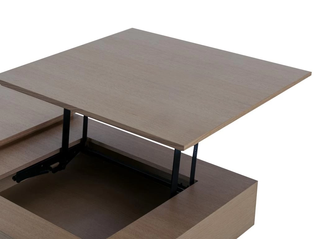 Table Basse Avec Plateau Relevable Et 1 Tiroir En MDF Et Métal - Naturel Foncé - DALAHO 11 Table Basse Avec Plateau Relevable Et 1 Tiroir En MDF Et Métal - Naturel Foncé - DALAHO – Image 9