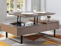 Table Basse Avec Plateau Relevable Et 1 Tiroir En MDF Et Métal - Naturel Foncé - DALAHO 18 Table Basse Avec Plateau Relevable Et 1 Tiroir En MDF Et Métal - Naturel Foncé - DALAHO -Vous savez quand c'est un magasin de meubles. table basse 14370941