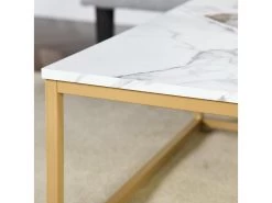 URBAN MEUBLE Table Basse Carré Imitation Marbre Structure Acier Doré 80*80*34CM -Vous savez quand c'est un magasin de meubles. table basse 14504487